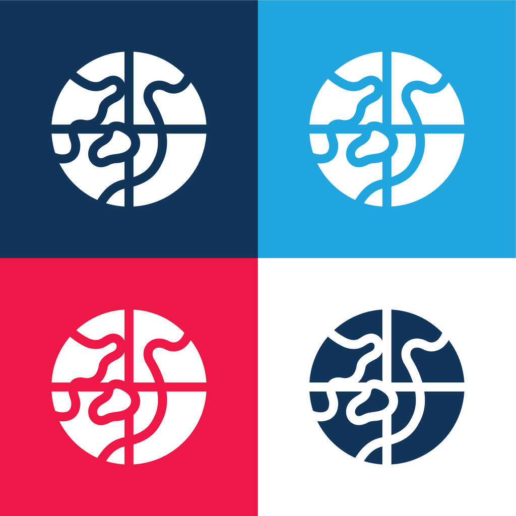 Arctic blue and red four color minimal icon set - Vector, Image