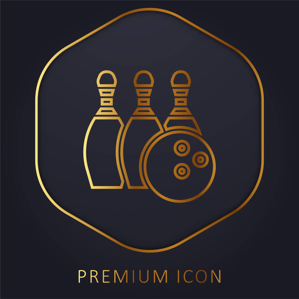 Боулинг Золотая линия премиум логотип или значок - Вектор,изображение