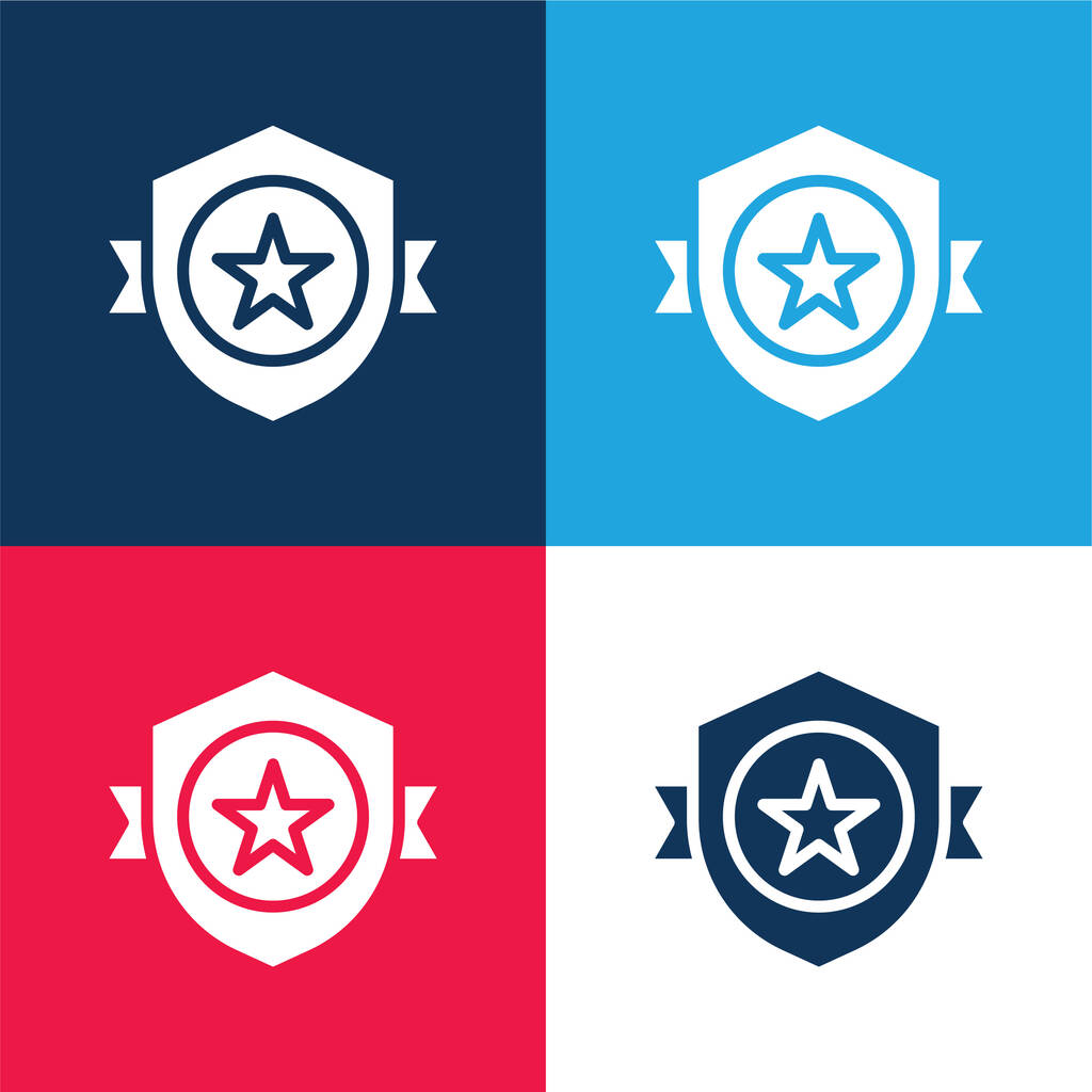 Award blue and red four color minimal icon set - Vector, Image