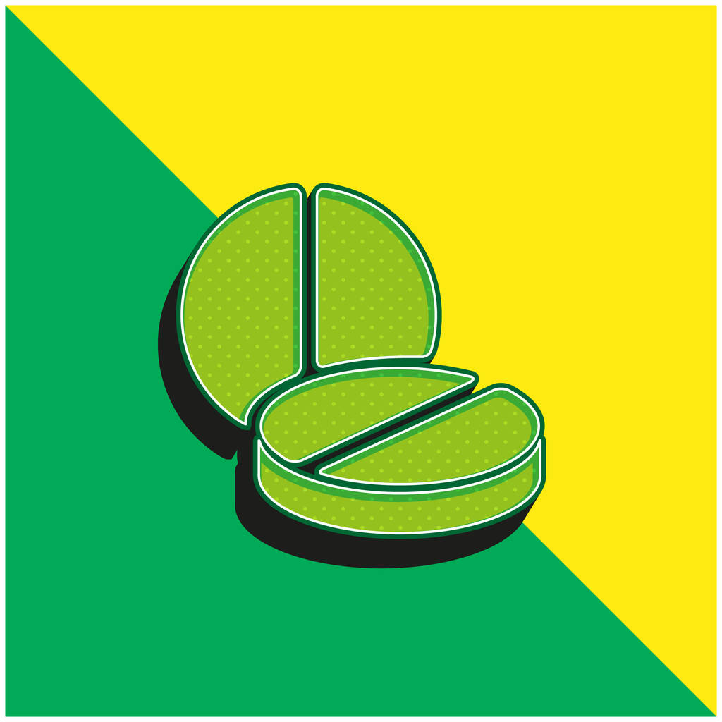 2 pirula Zöld és sárga modern 3D vektor ikon logó - Vektor, kép