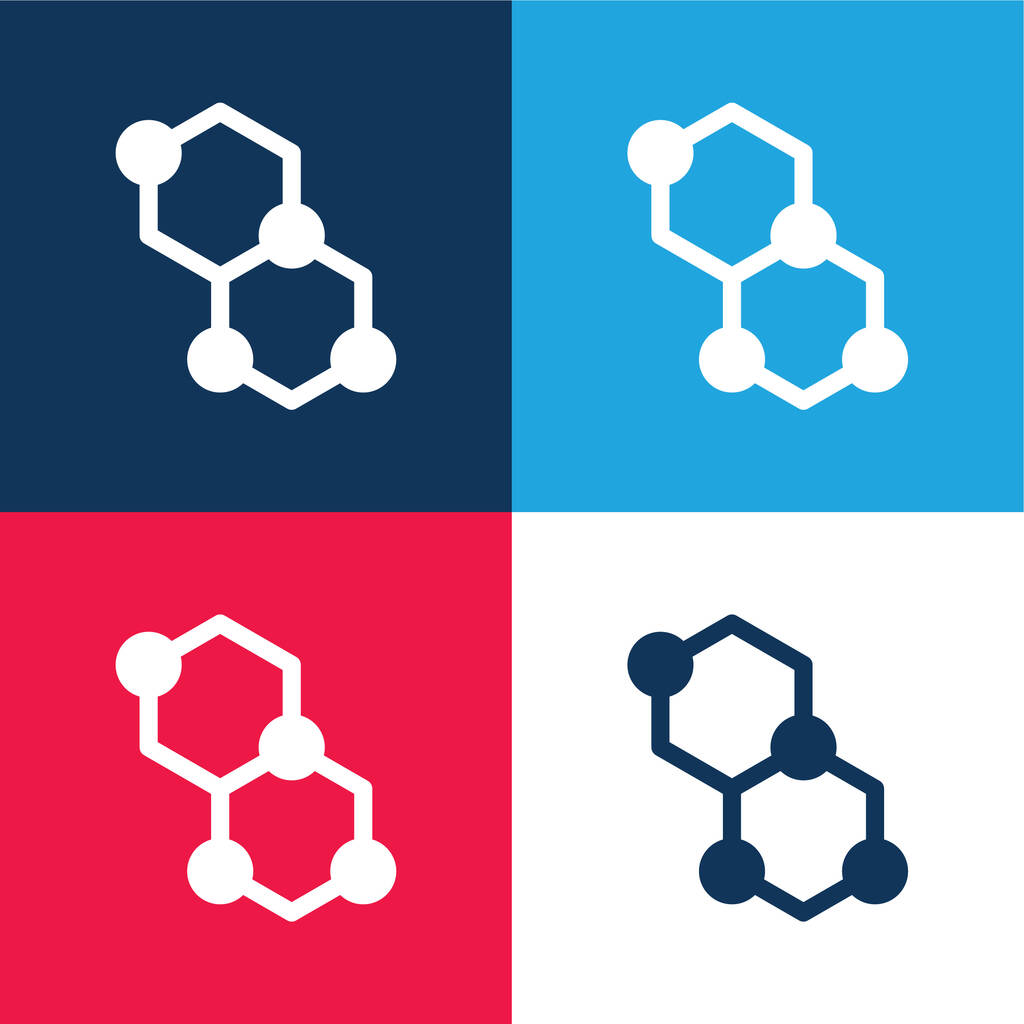 Bond blue and red four color minimal icon set - Vector, Image