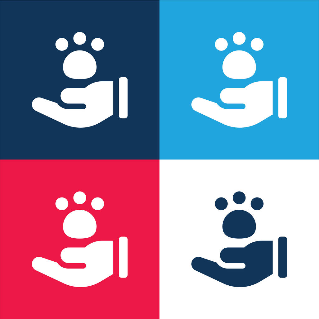 Állatkék és piros négy szín minimális ikon készlet - Vektor, kép