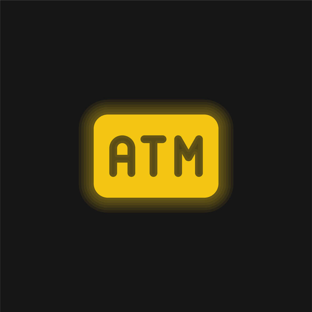 Bankomat żółty świecący neon ikona - Wektor, obraz
