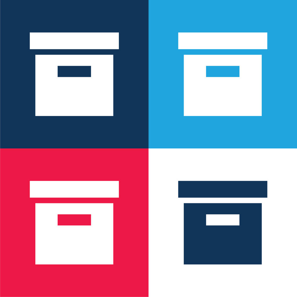 Doboz kék és piros négy szín minimális ikon készlet - Vektor, kép