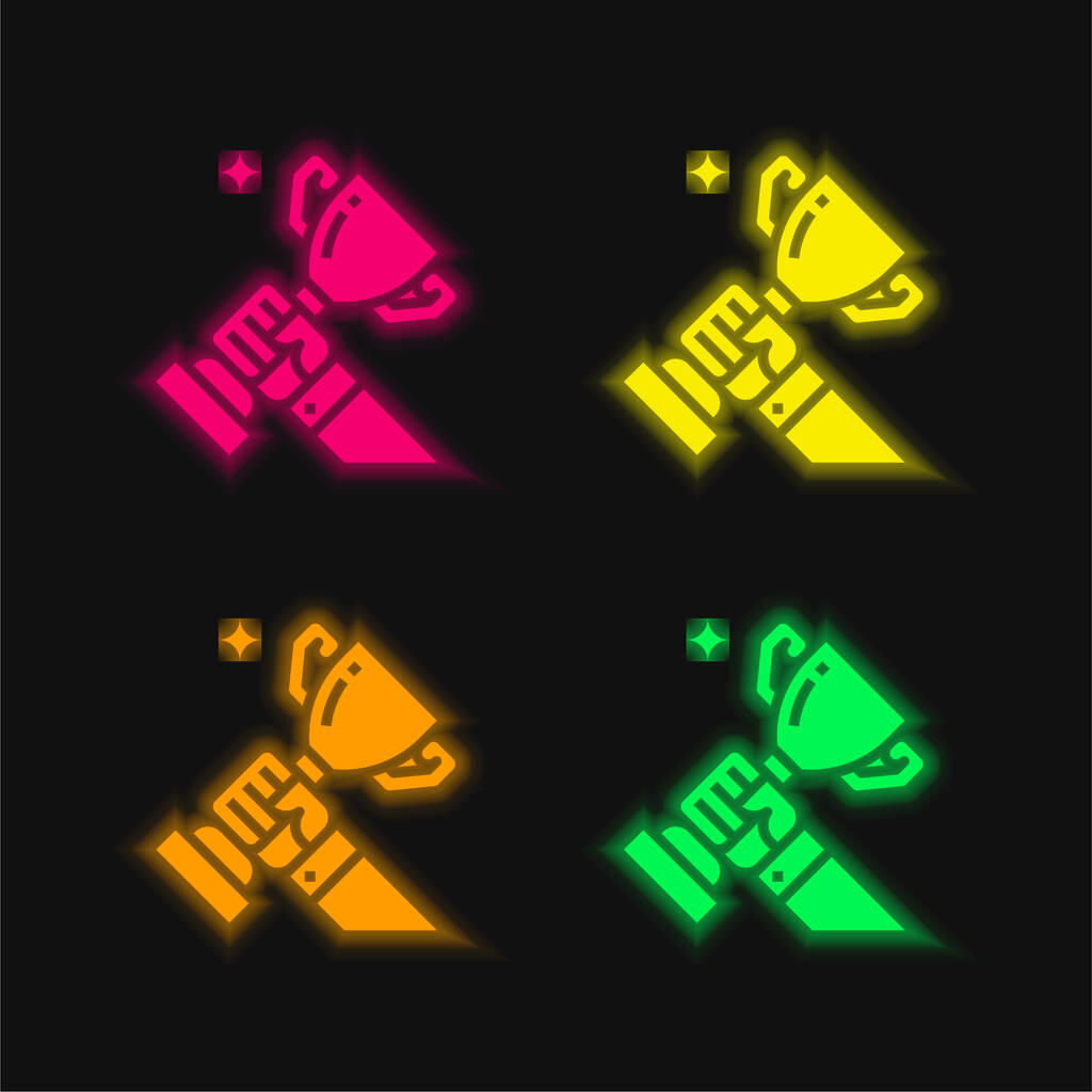 Ocenění čtyři barvy zářící neonový vektor ikona - Vektor, obrázek