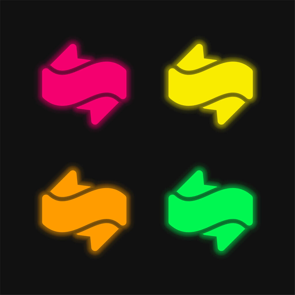 Banner de cuatro colores brillante icono de vectores de neón - Vector, imagen