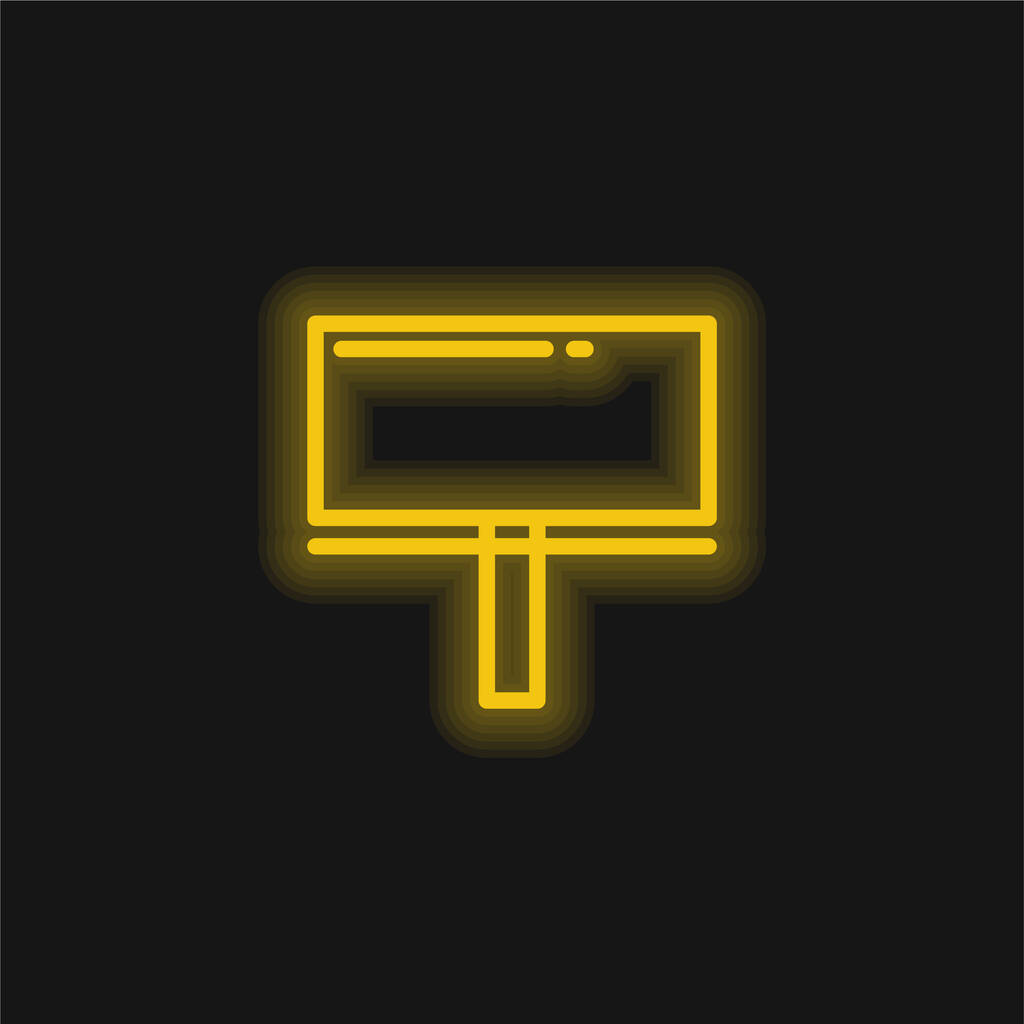 Billboard yellow glowing neon icon - Vector, Image