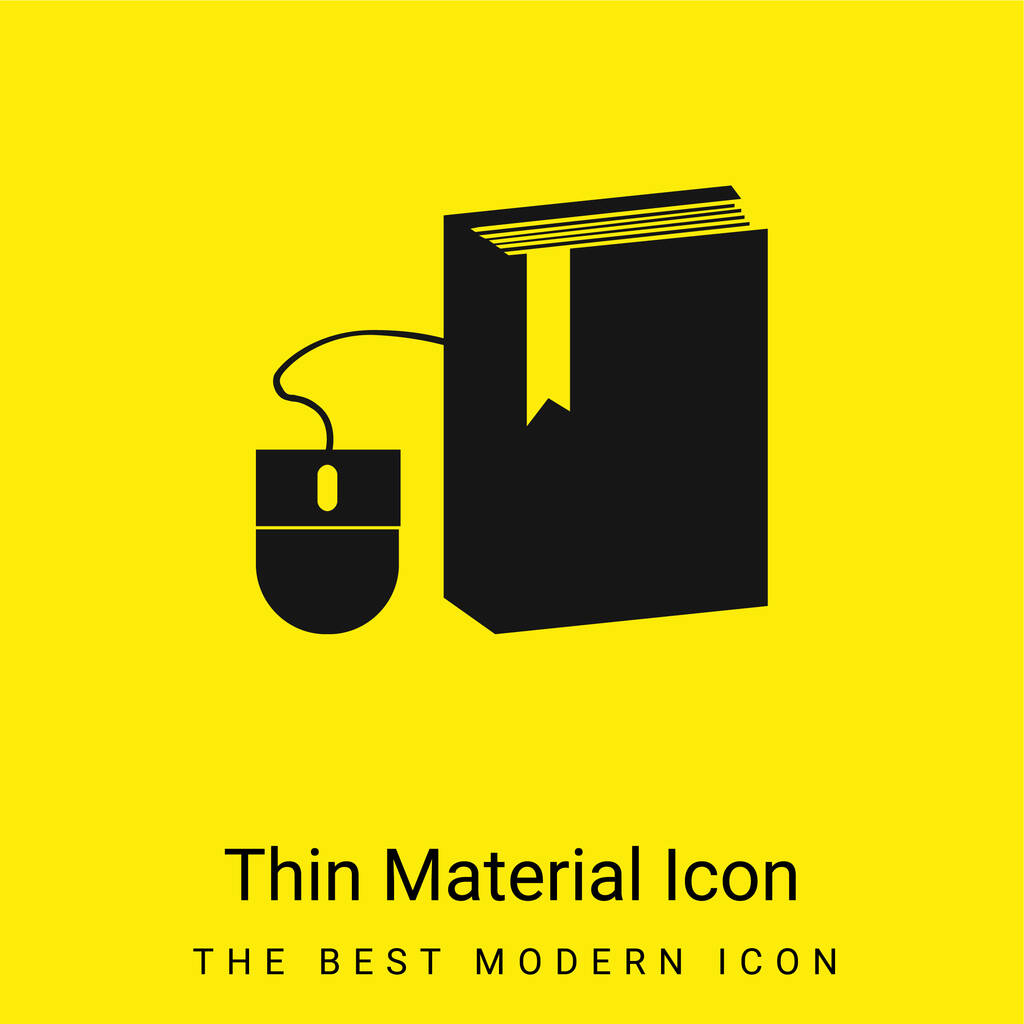 Book And Mouse minimal bright yellow material icon - Vector, Image