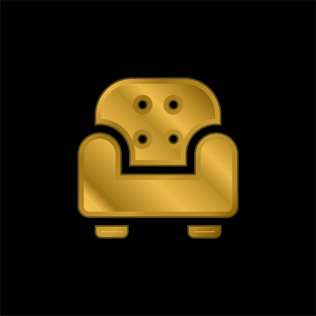 Sillón chapado en oro icono metálico o logo vector - Vector, imagen