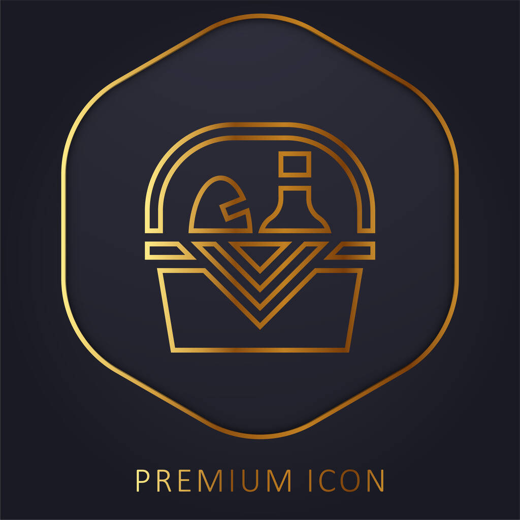 Cesta linha dourada logotipo premium ou ícone - Vetor, Imagem