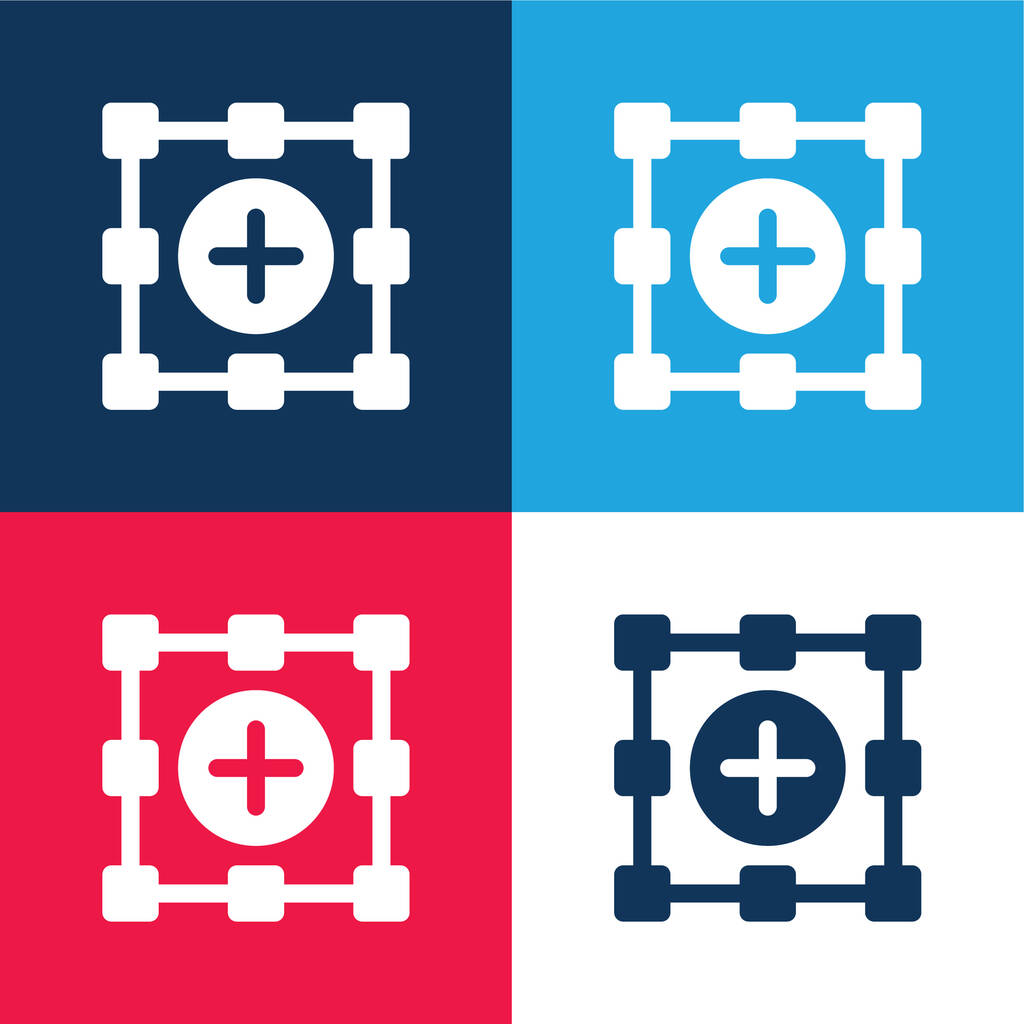 Dodaj Selection niebieski i czerwony zestaw czterech kolorów minimalny zestaw ikon - Wektor, obraz