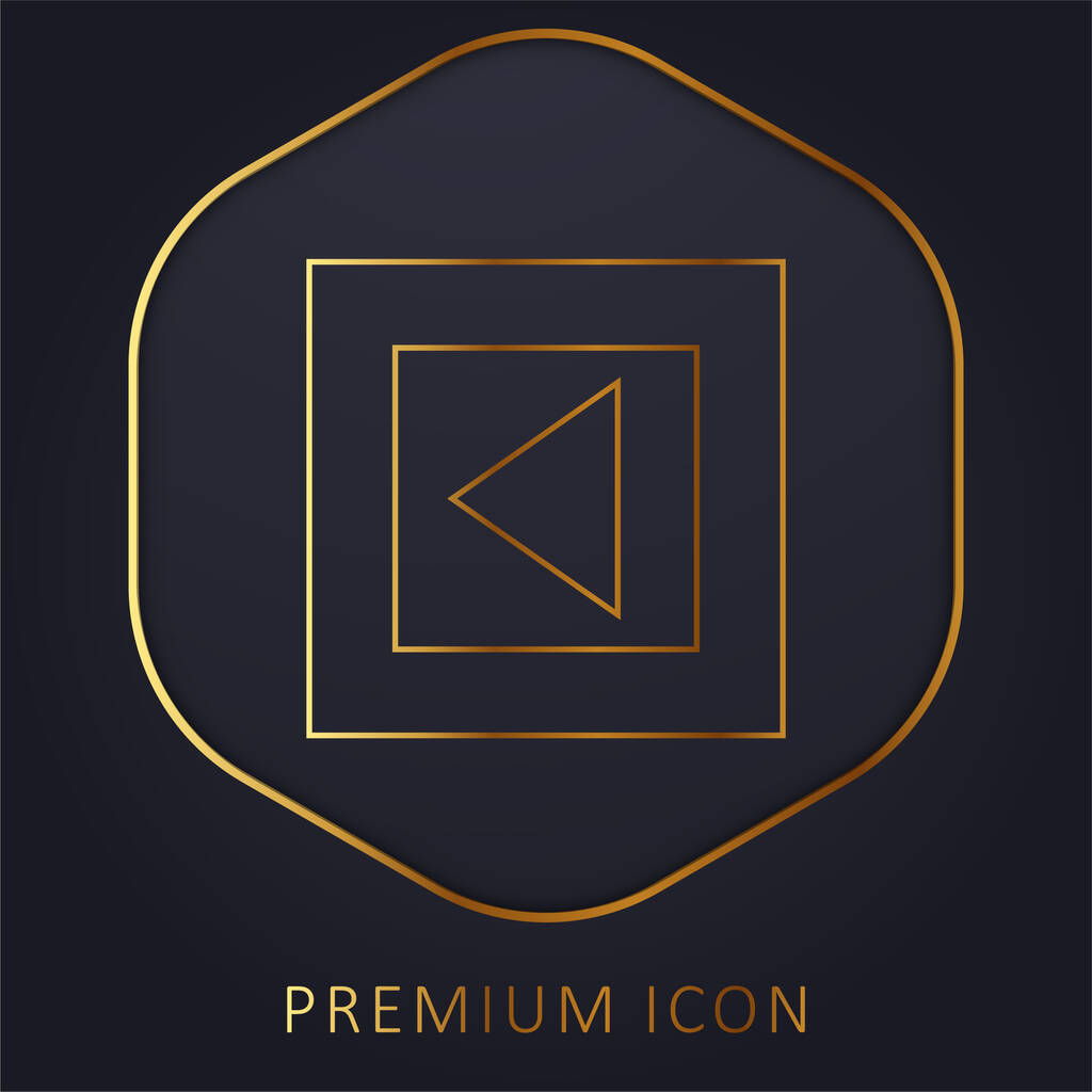 Triângulo de seta traseira no botão quadrado bruto linha de ouro logotipo premium ou ícone - Vetor, Imagem