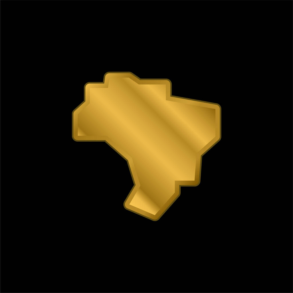 Brazil gold plated metalic icon or logo vector - Vector, Image