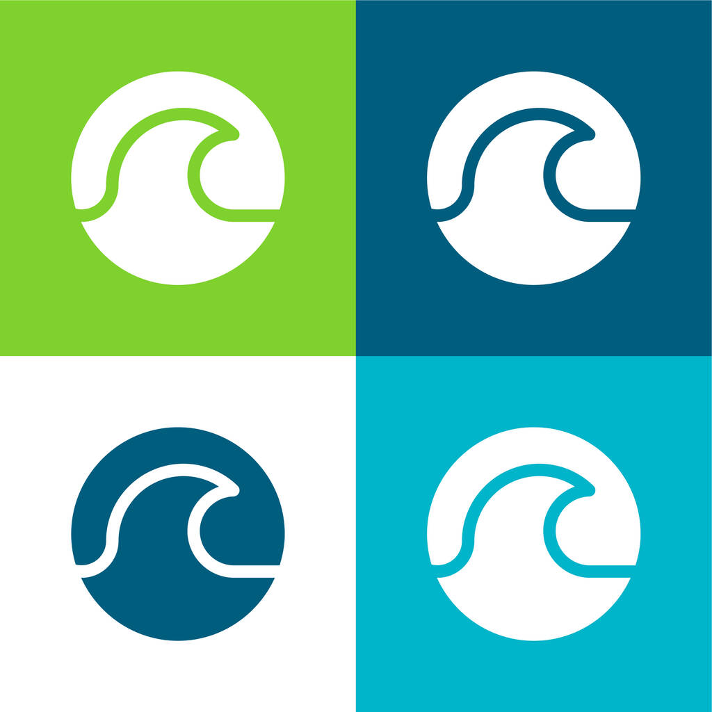 Beach Flat Minimal Icon Set mit vier Farben - Vektor, Bild