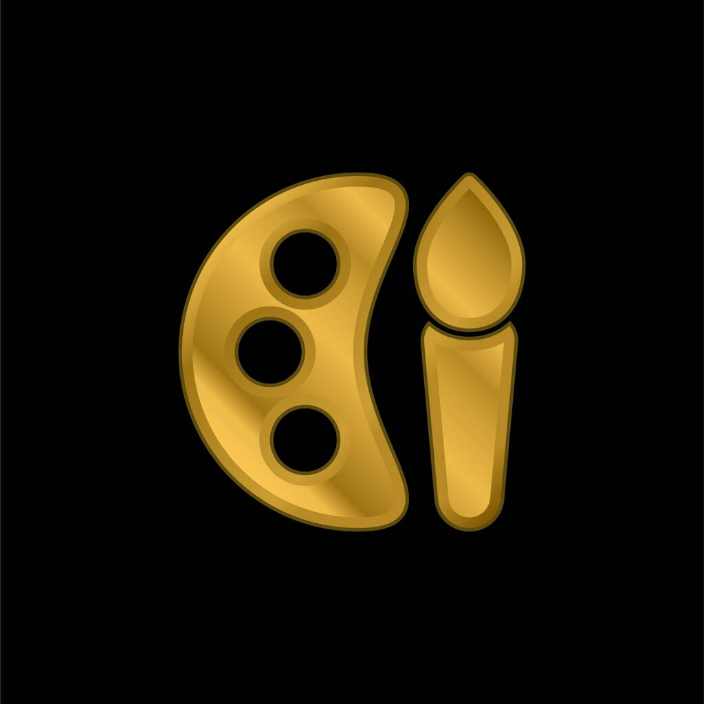 Sanat altın kaplamalı metalik simge veya logo vektörü - Vektör, Görsel