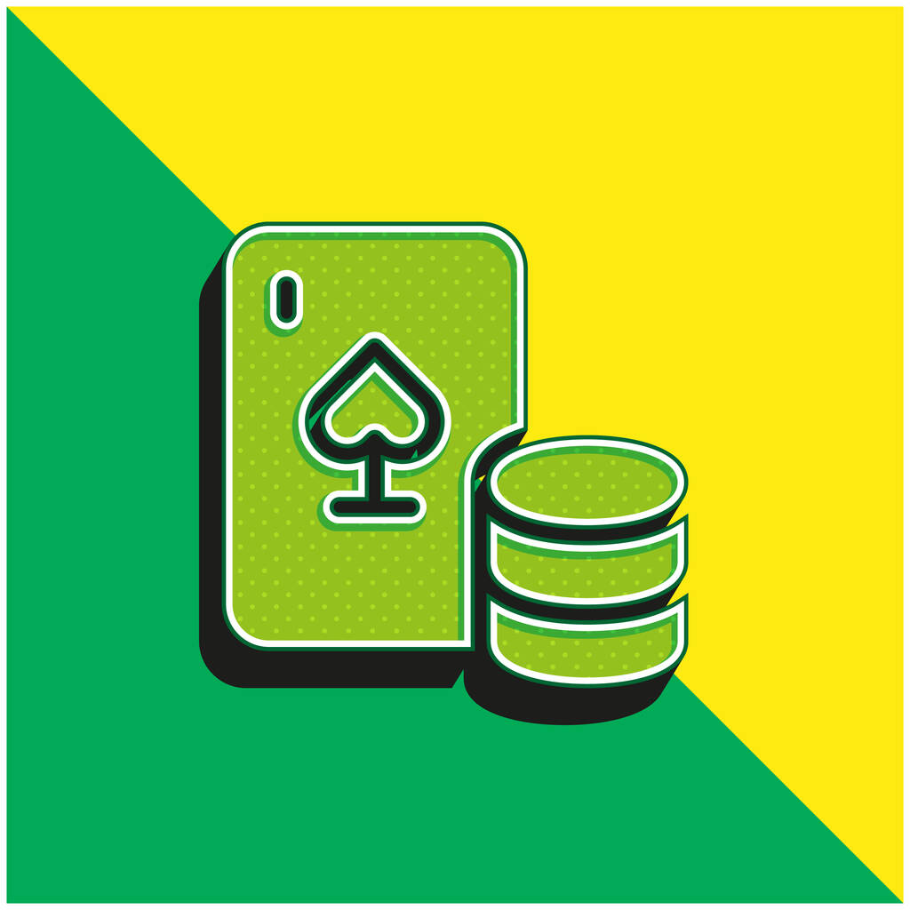 Blackjack verde y amarillo moderno vector 3d icono del logotipo - Vector, imagen