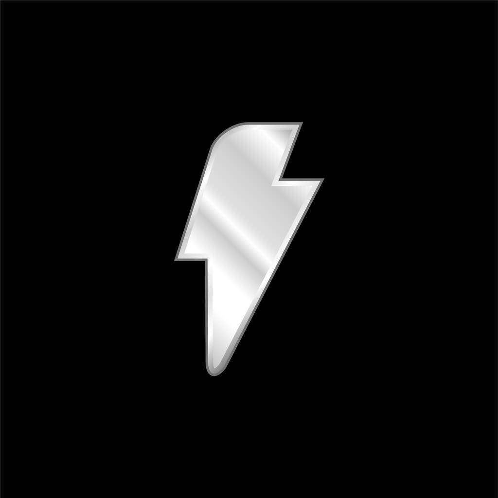 Black Lightning silver plated metallic icon - Vector, Image