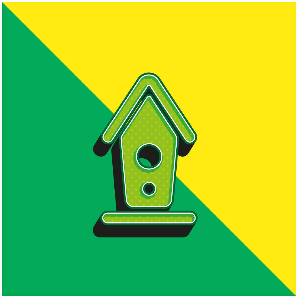Birdhouse verde y amarillo moderno vector 3d icono del logotipo - Vector, Imagen