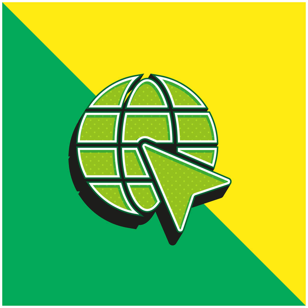 Pfeil auf dem Herzen Grünes und gelbes modernes 3D-Vektorsymbol-Logo - Vektor, Bild