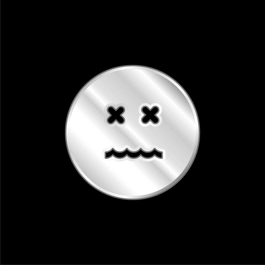 Geannuleerd Emoticon Square Face verzilverd metalen icoon - Vector, afbeelding