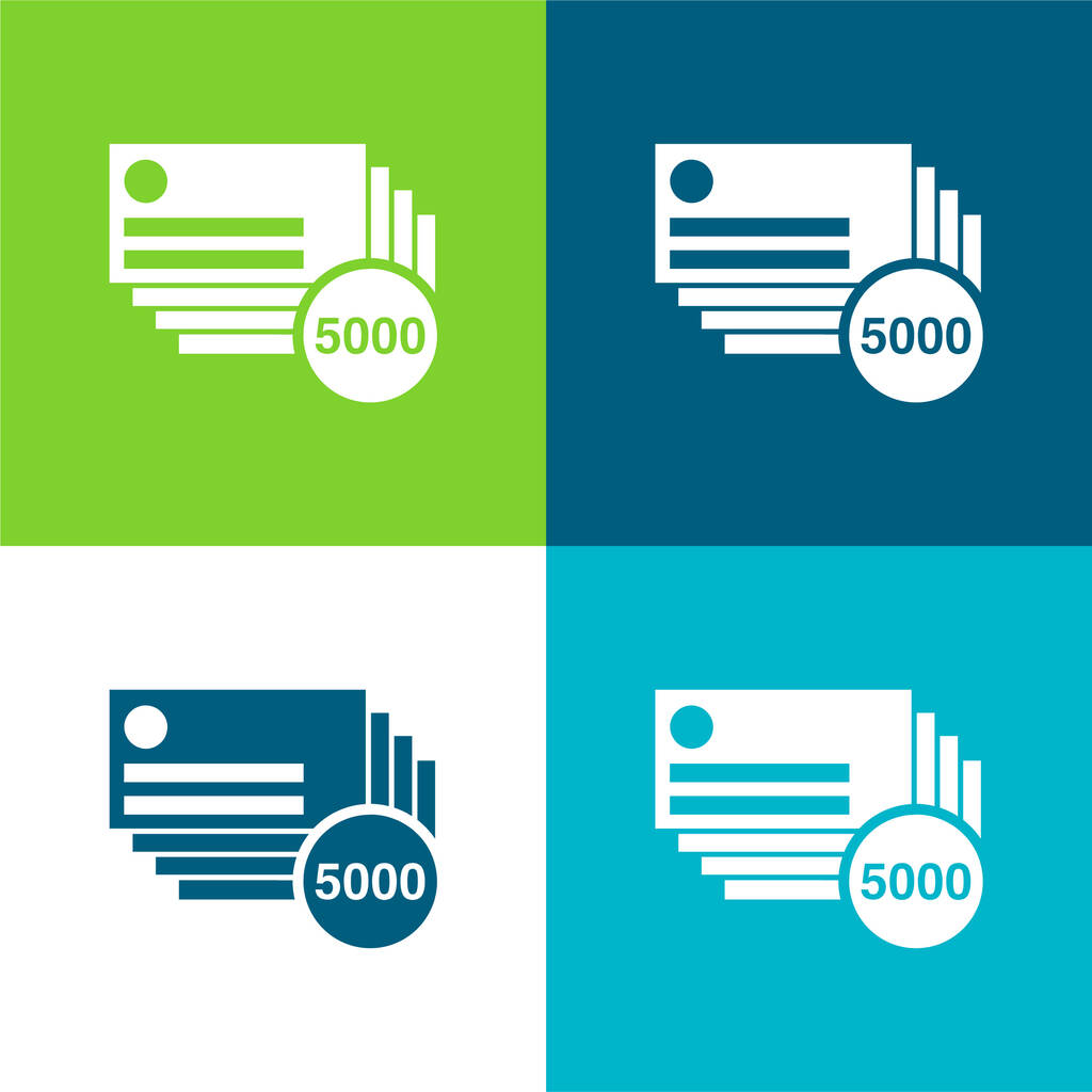5000 Business Cards Lapos négy szín minimális ikon készlet - Vektor, kép