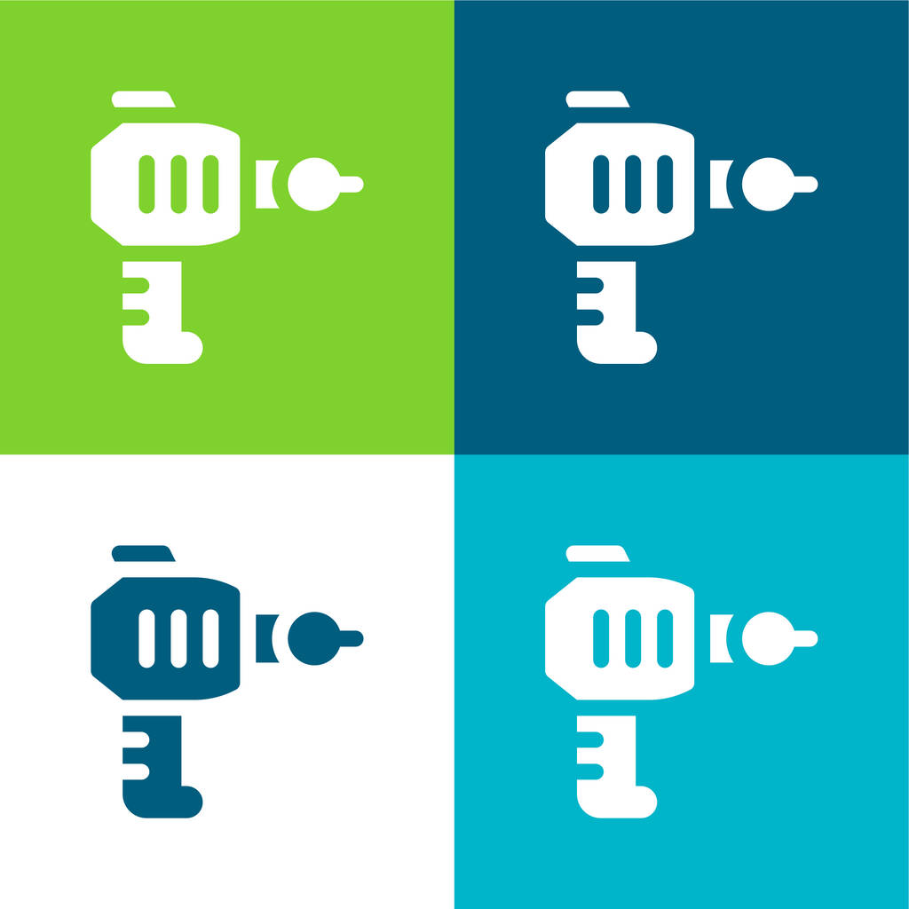 Blaster Flat conjunto de iconos mínimo de cuatro colores - Vector, imagen