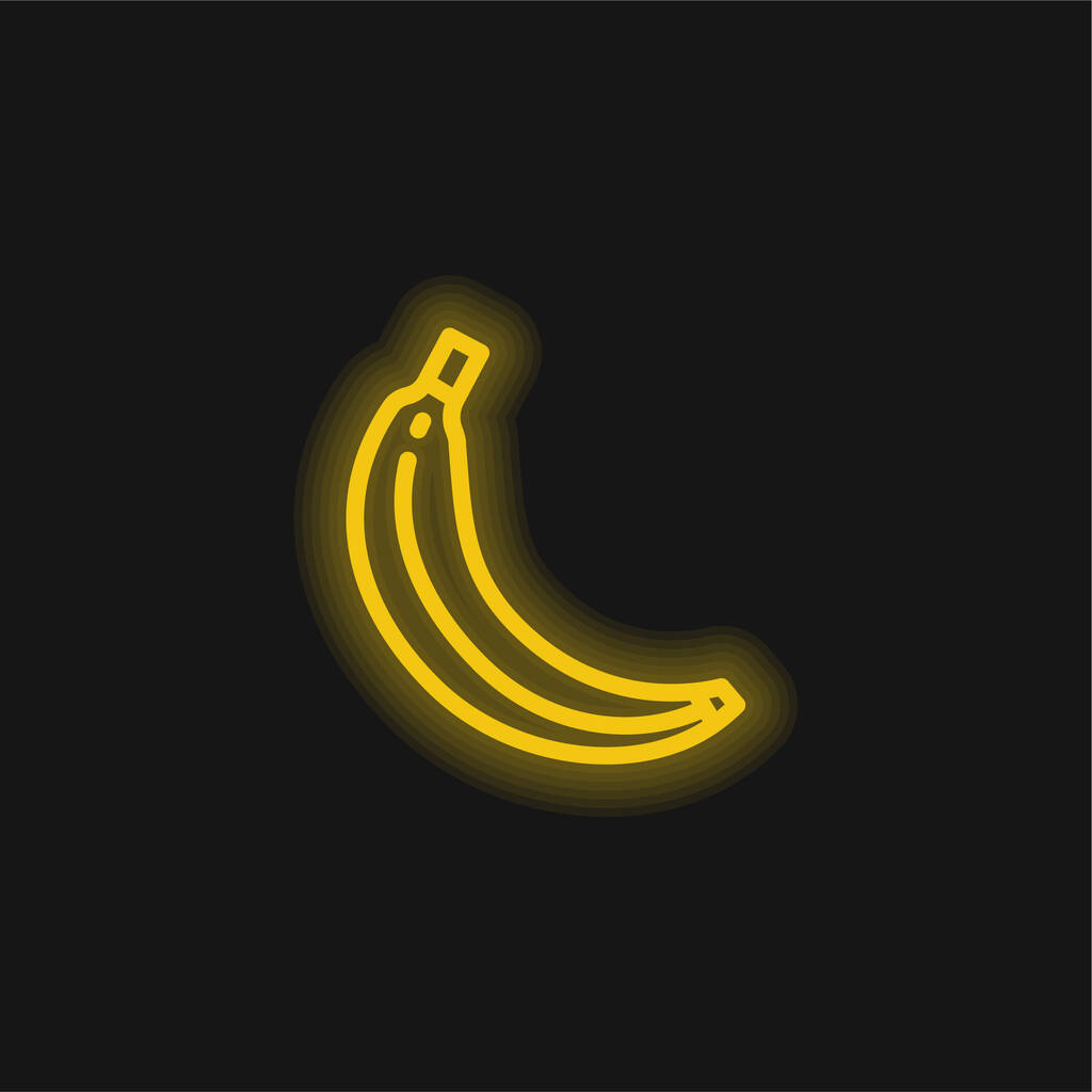 Banana amarillo brillante icono de neón - Vector, imagen