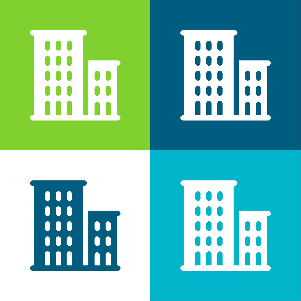 Apartamentos Apartamento quatro cores conjunto de ícones mínimos - Vetor, Imagem