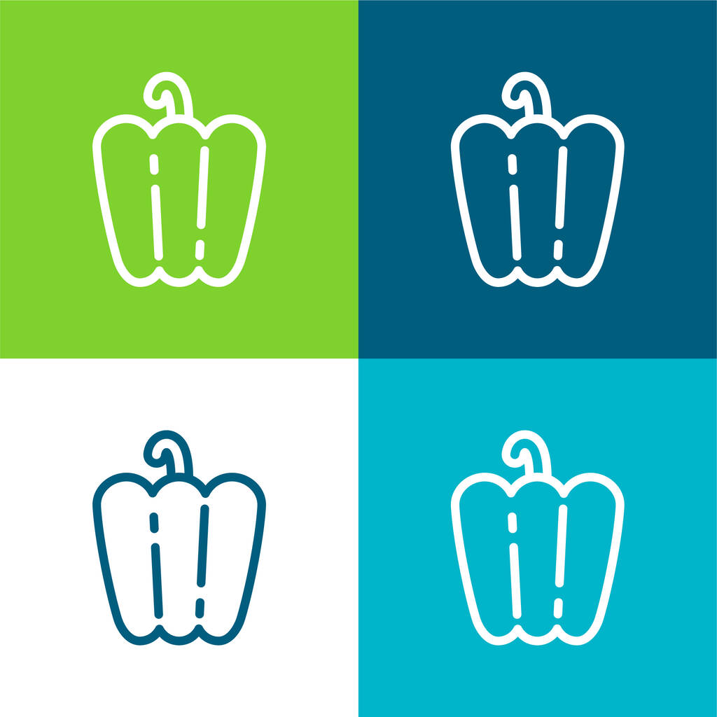 Bell Pepper Flat four color minimal icon set - Vector, Image