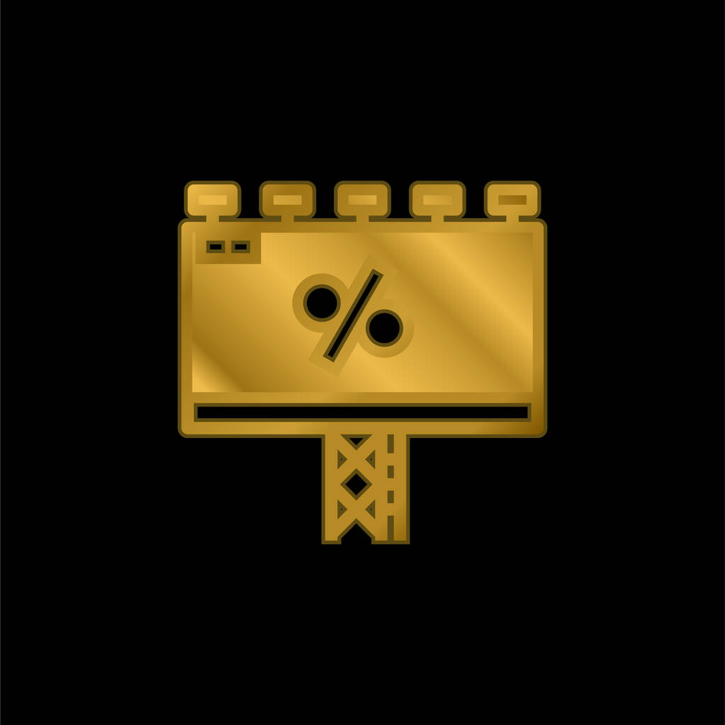 Hirdetőtábla aranyozott fém ikon vagy logó vektor - Vektor, kép