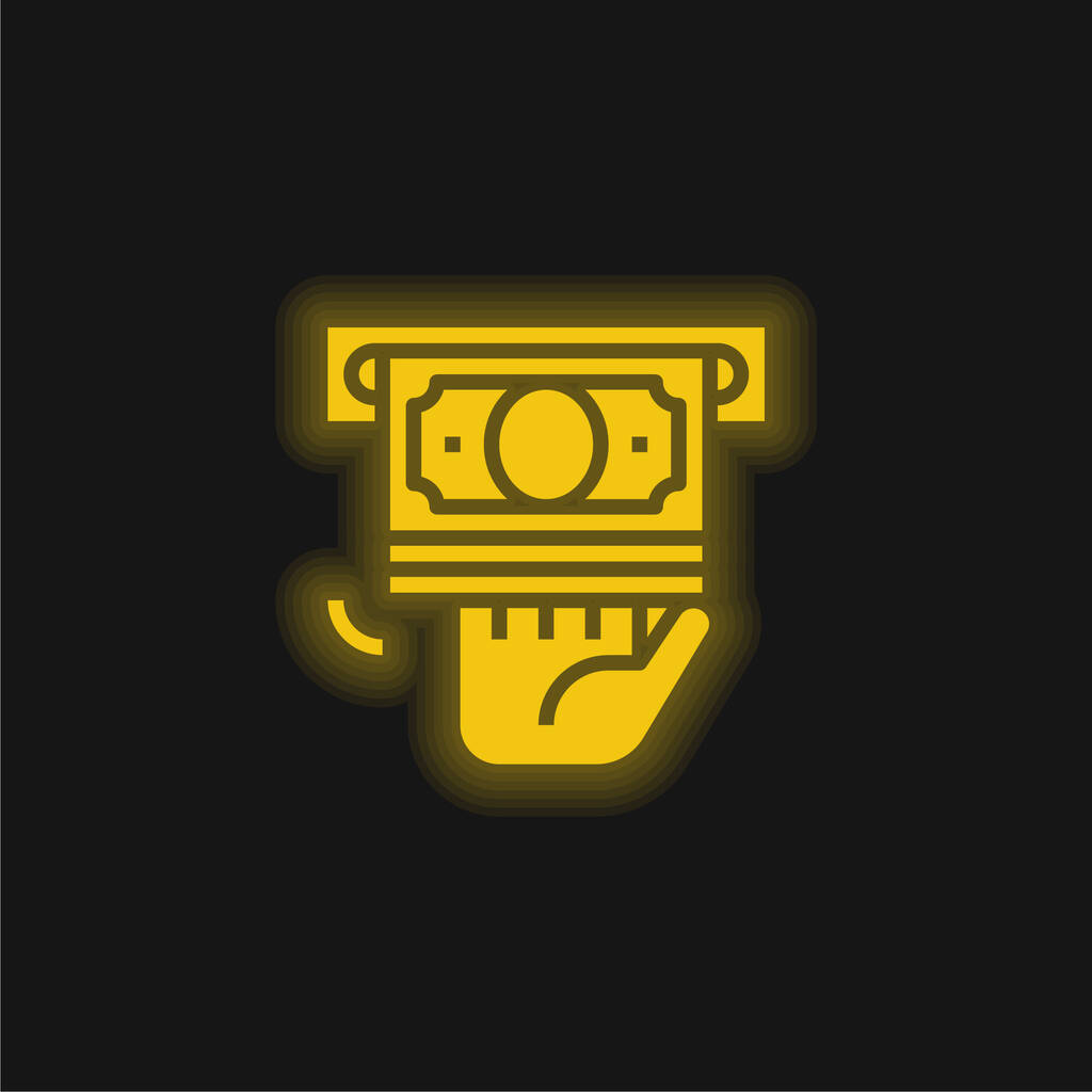Желтый светящийся значок банкомата - Вектор,изображение