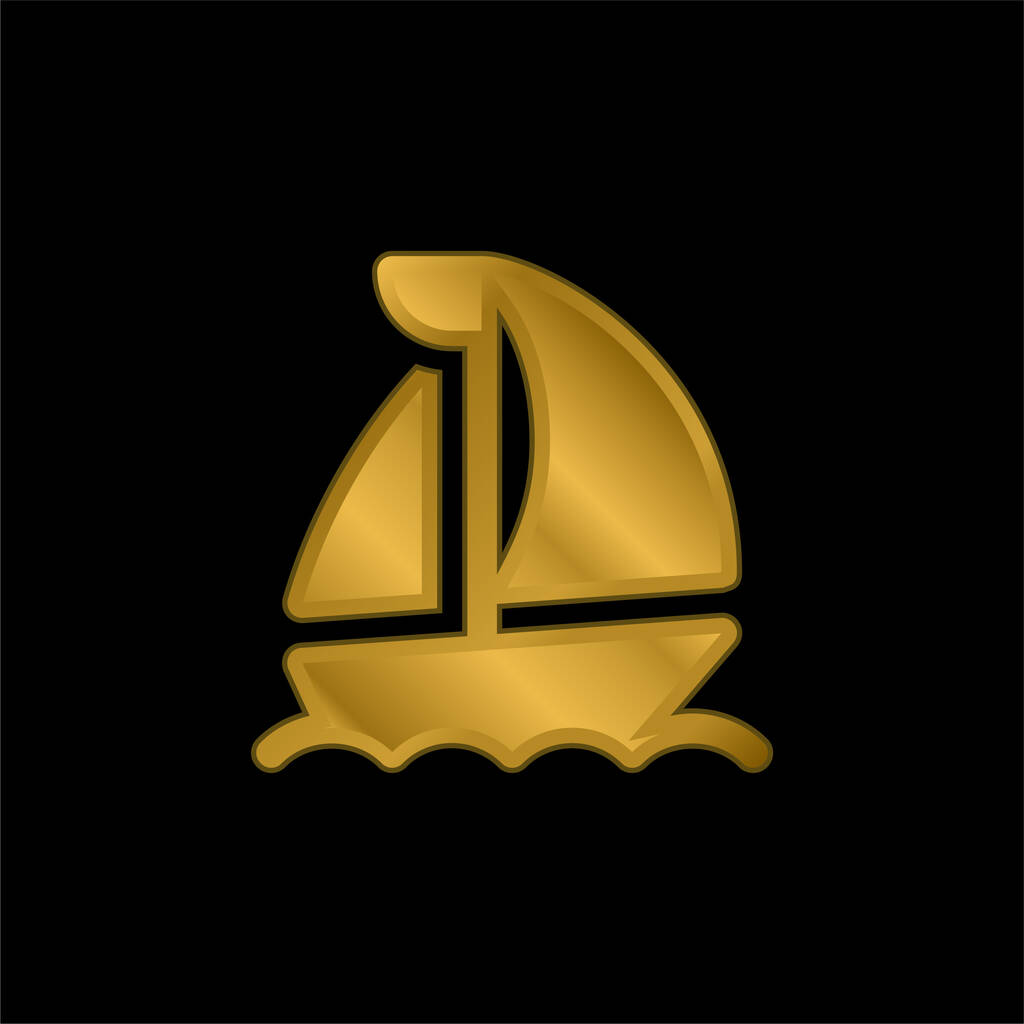 Човен золотий металевий значок або вектор логотипу
 - Вектор, зображення