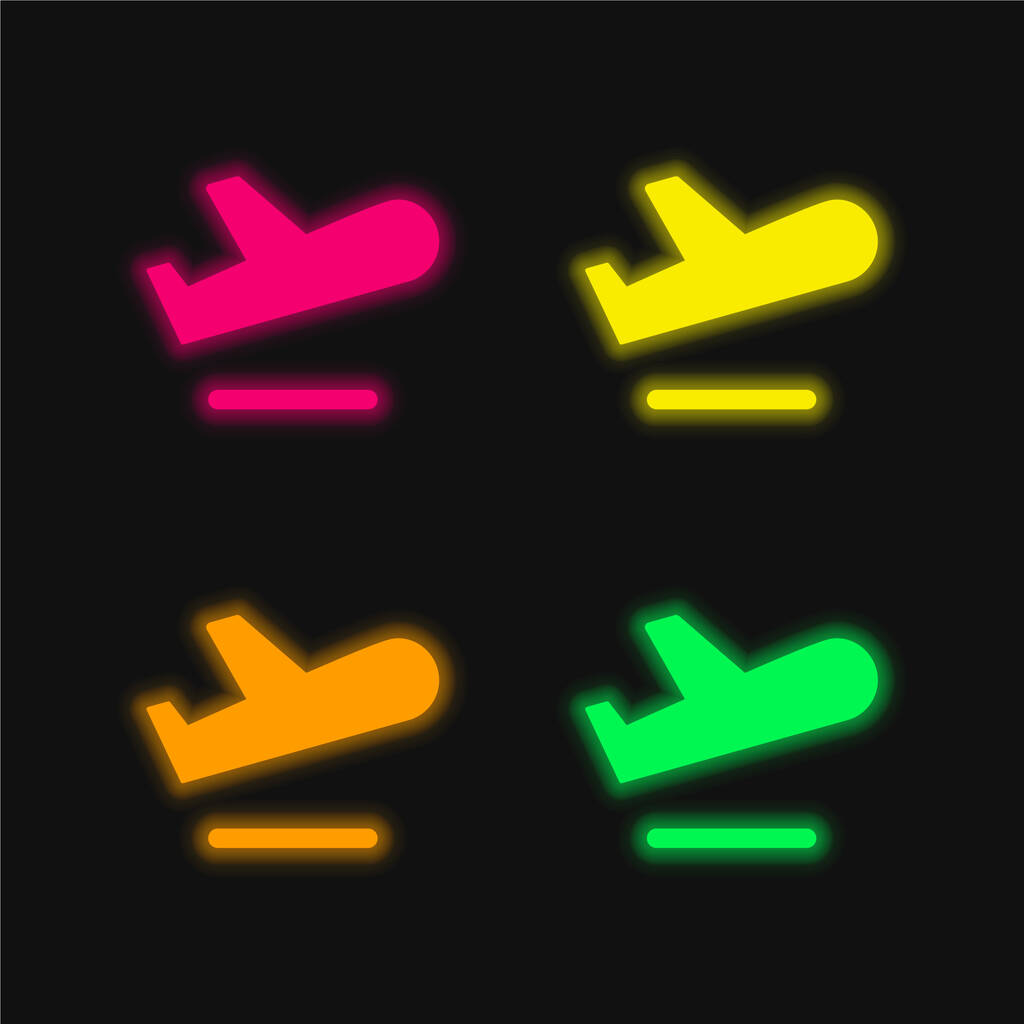 Départs d'aéroport Chantez une icône vectorielle néon éclatante de quatre couleurs - Vecteur, image
