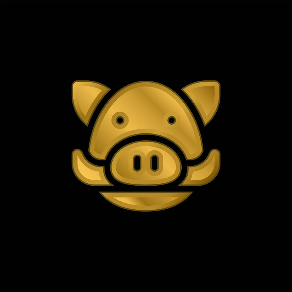 Yaban domuzu altın kaplama metalik simge veya logo vektörü - Vektör, Görsel