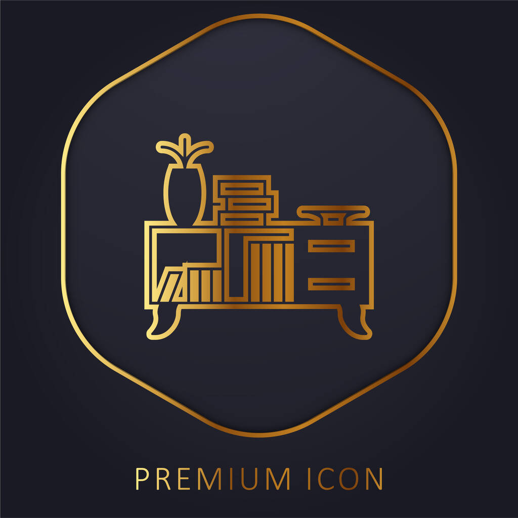 Kitap rafı altın çizgi premium logosu veya simgesi - Vektör, Görsel