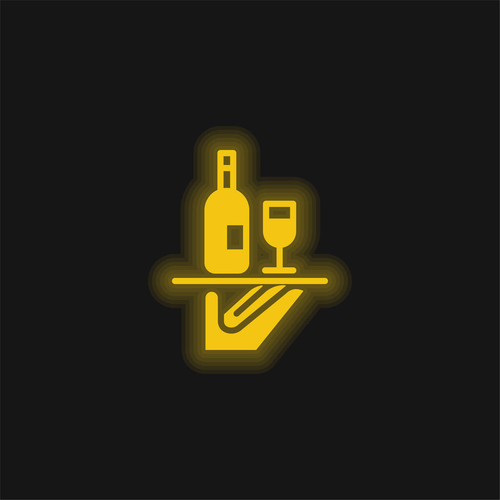Bar Service icono de neón brillante amarillo - Vector, imagen