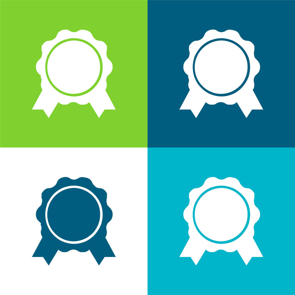 Díjjal jelvény Lakás négy szín minimális ikon készlet - Vektor, kép