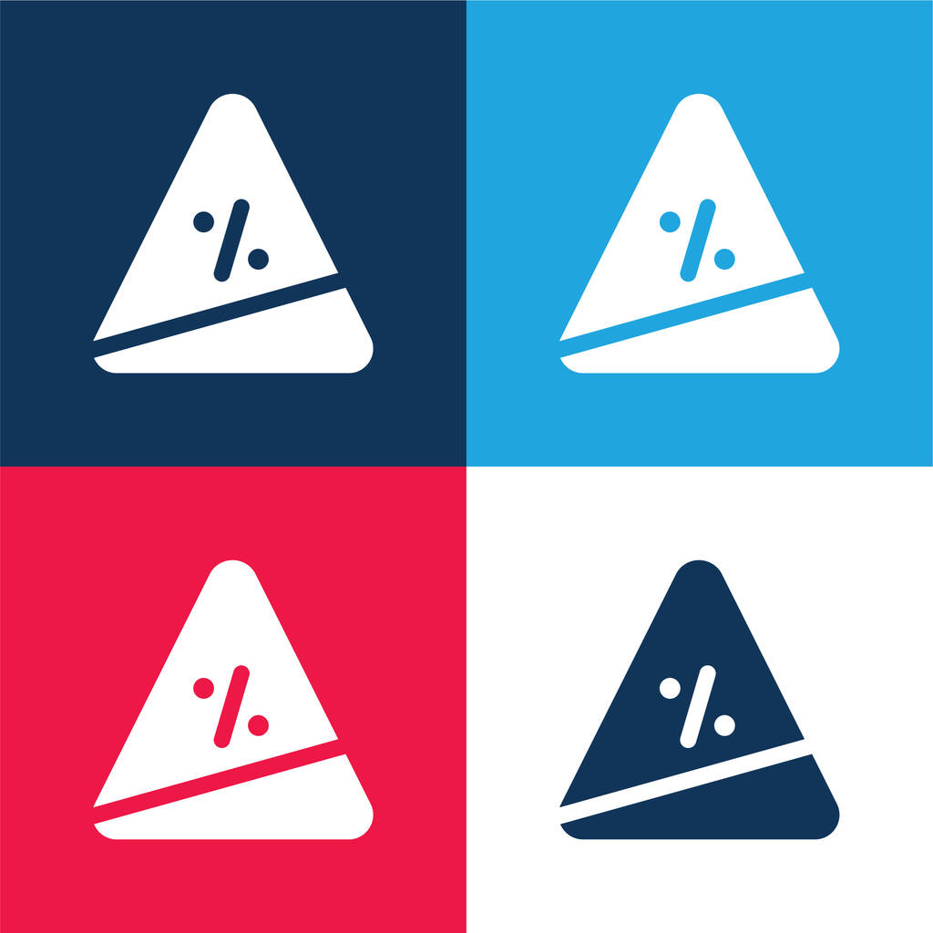 Felemelkedő kék és piros négy szín minimális ikon készlet - Vektor, kép