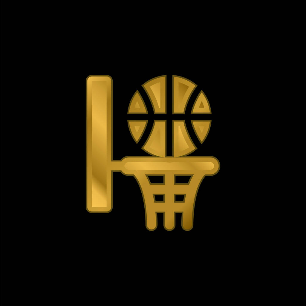 Basketbal vergulde metalic icoon of logo vector - Vector, afbeelding