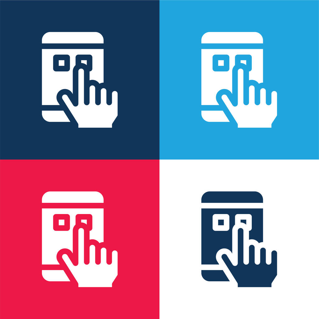 App bleu et rouge quatre couleurs minimum jeu d'icônes - Vecteur, image