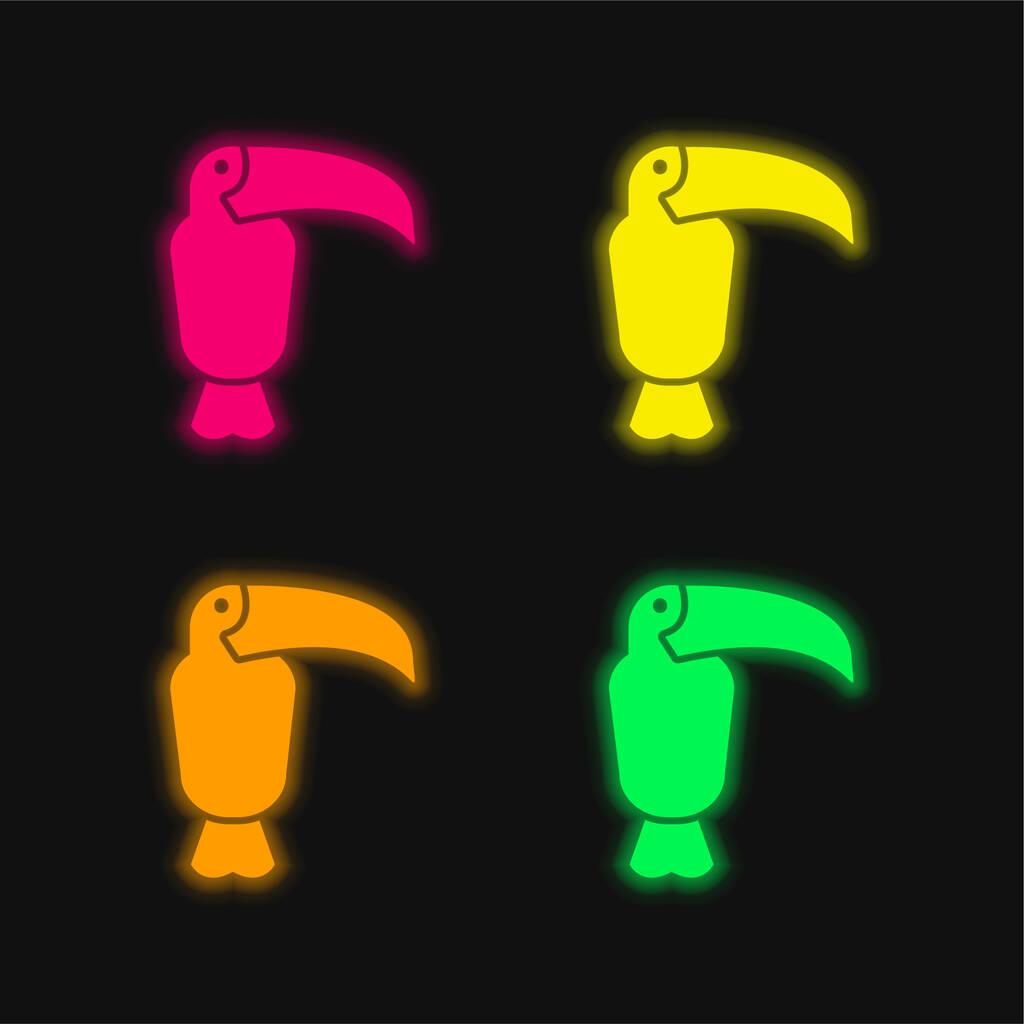 Животное 4 цвета светящийся неоновый вектор - Вектор,изображение