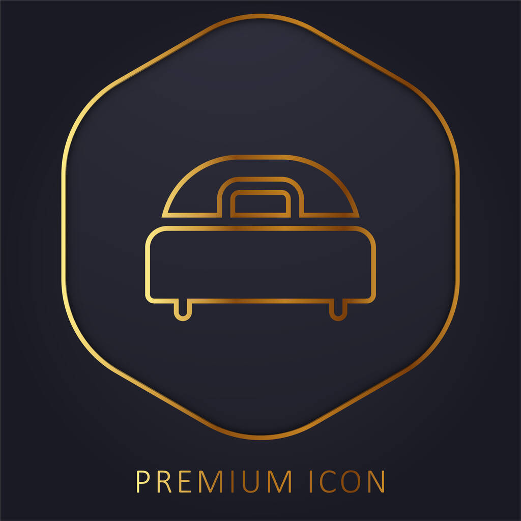 Cama dourada linha premium logotipo ou ícone - Vetor, Imagem