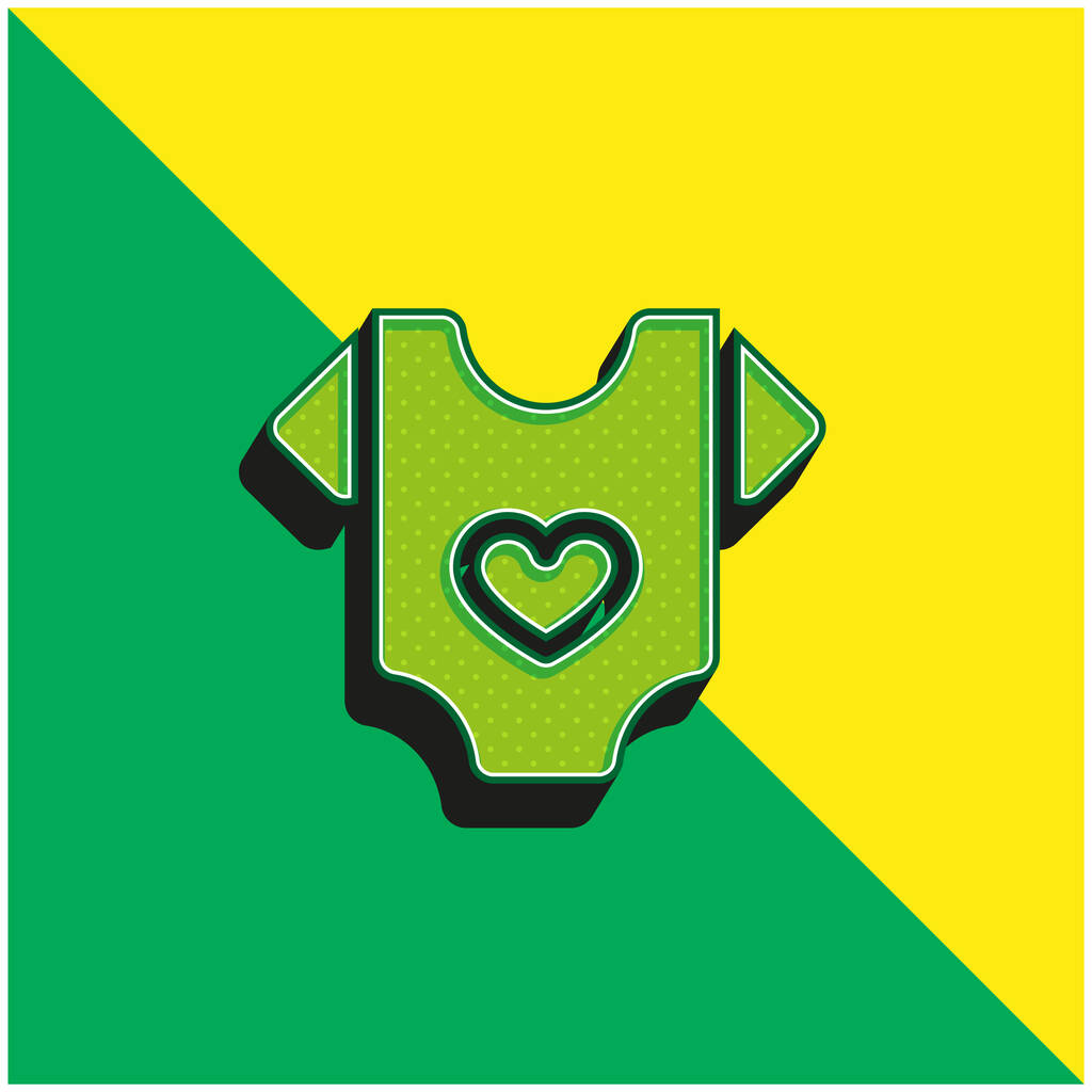Baby Clothes Πράσινο και κίτρινο σύγχρονο 3d διάνυσμα εικονίδιο λογότυπο - Διάνυσμα, εικόνα