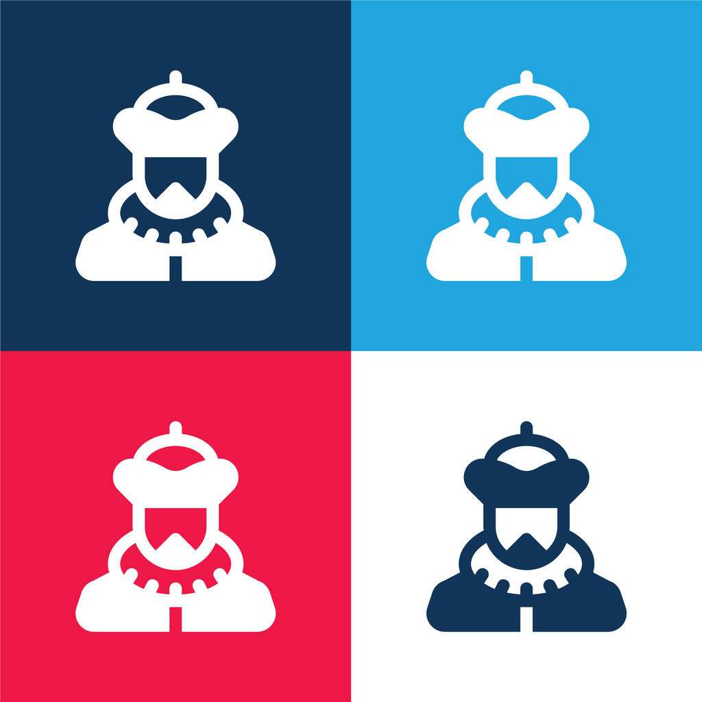 Barón azul y rojo conjunto de iconos mínimo de cuatro colores - Vector, Imagen