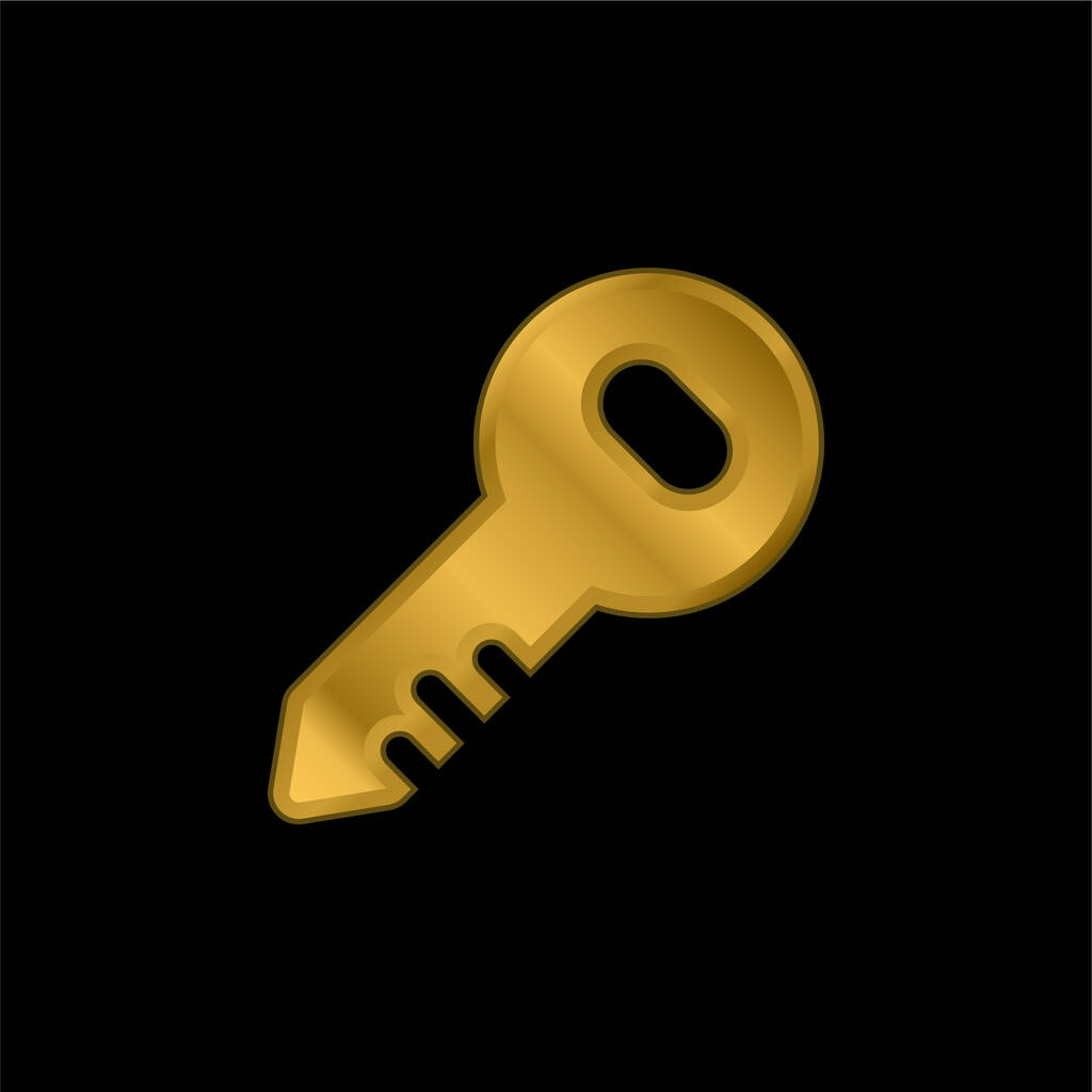 Llave de administrador chapado en oro icono metálico o vector de logotipo - Vector, imagen