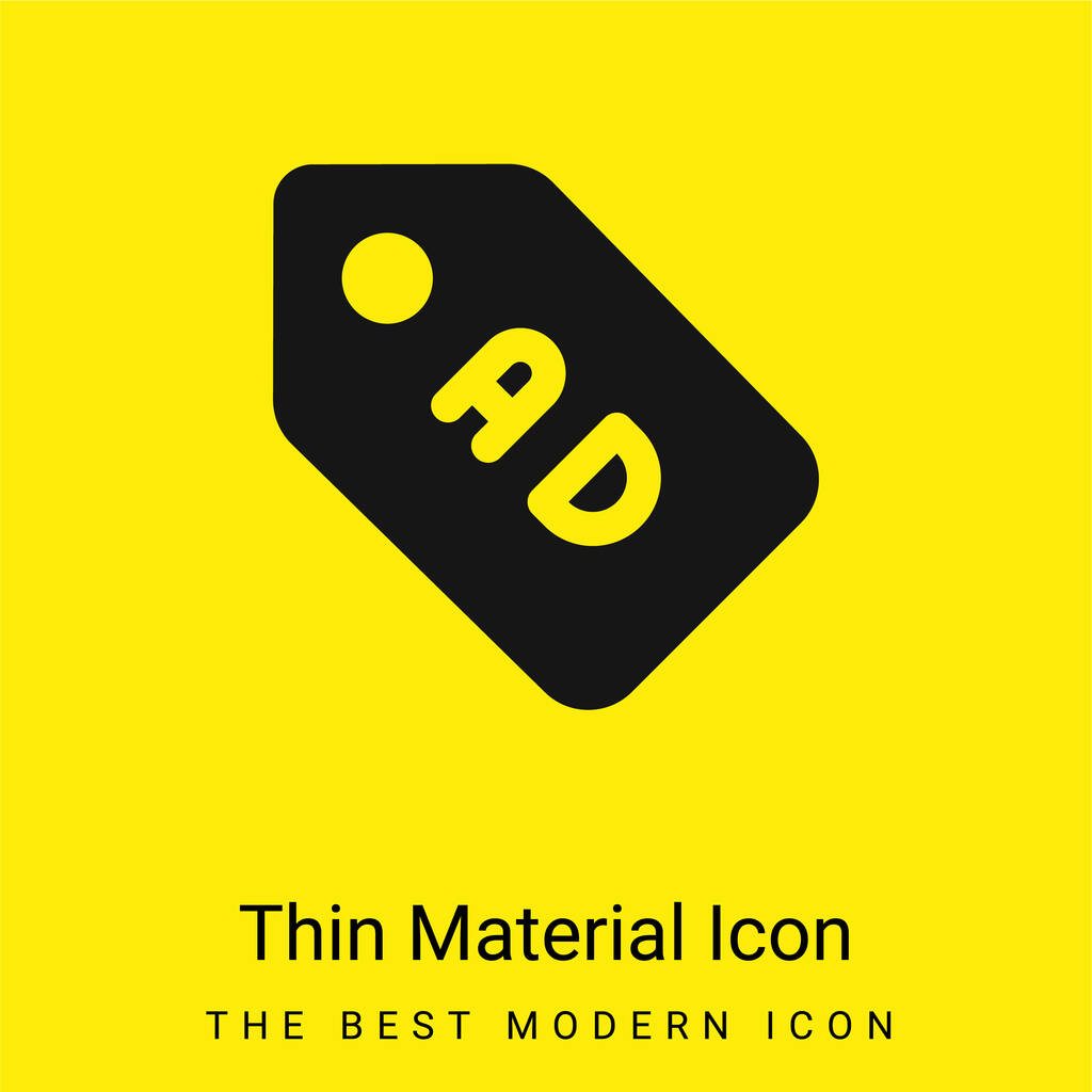 Ads minimal bright yellow material icon - Vector, Image