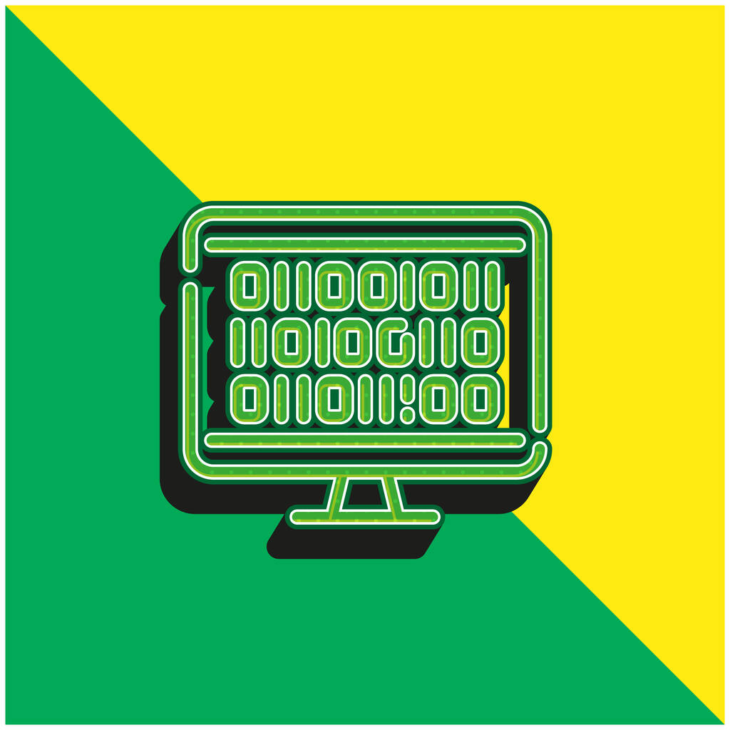 Logo vectoriel 3d moderne jaune et vert binaire - Vecteur, image