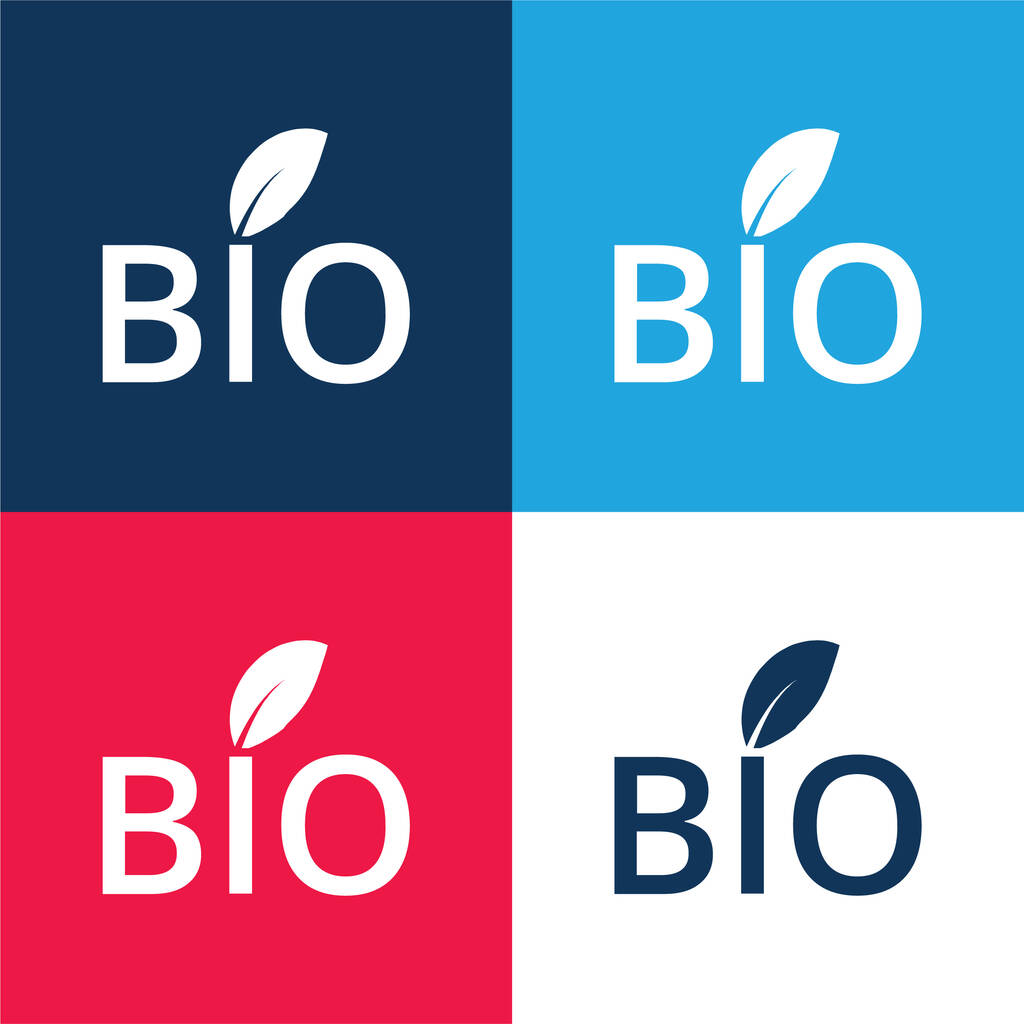 Bio Energy Symbol blau und rot vier Farben minimales Symbol-Set - Vektor, Bild