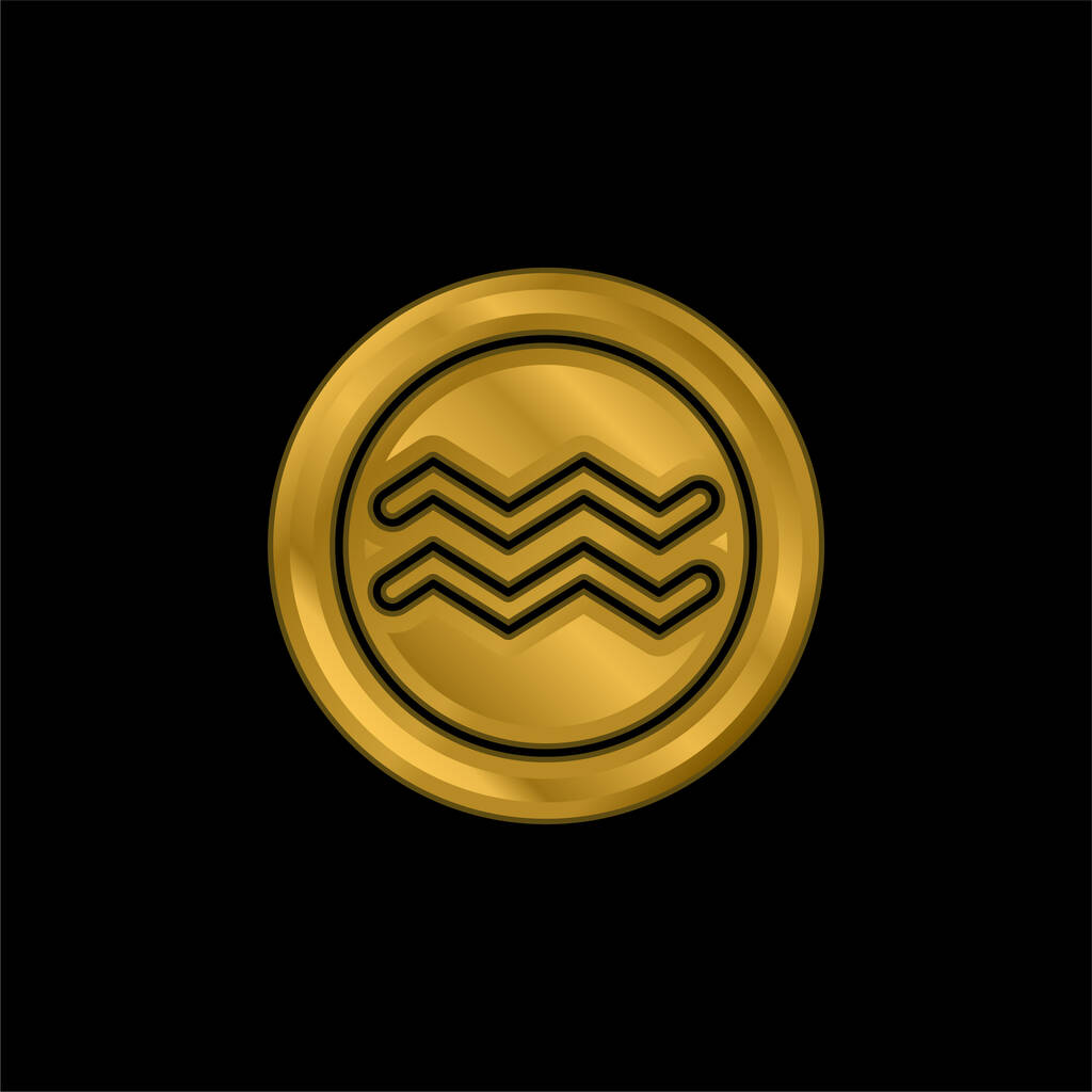 Золотий акваріус покритий металевою іконою або вектором логотипу. - Вектор, зображення