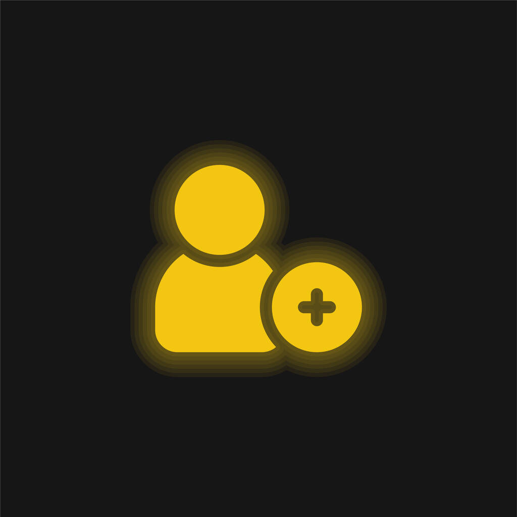 Add Friend yellow glowing neon icon - Vector, Image